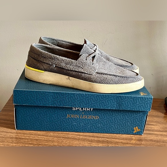 John Legend for Sperry Grey Suede Boat Shoes in Gunmetal, Size 13 - Picture 3 of 7